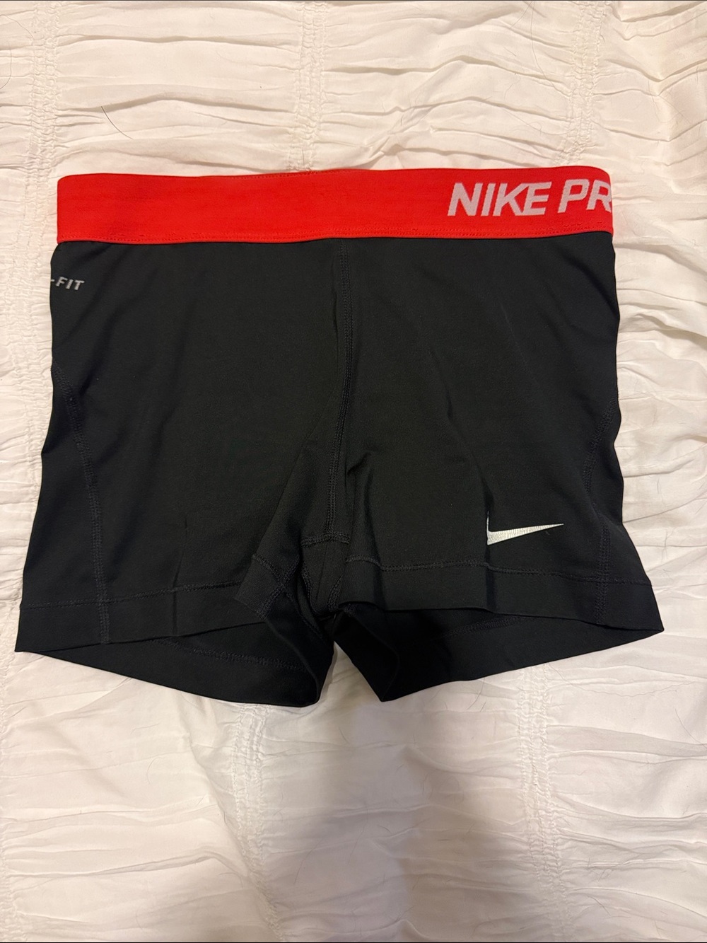 Nike Black Compression Shorts with Red Elastic Waistband